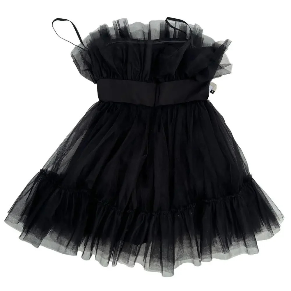 NWT Katie May Elle Mini Dress Black Tuile Puff Strapless Size Large - Picture 11 of 15